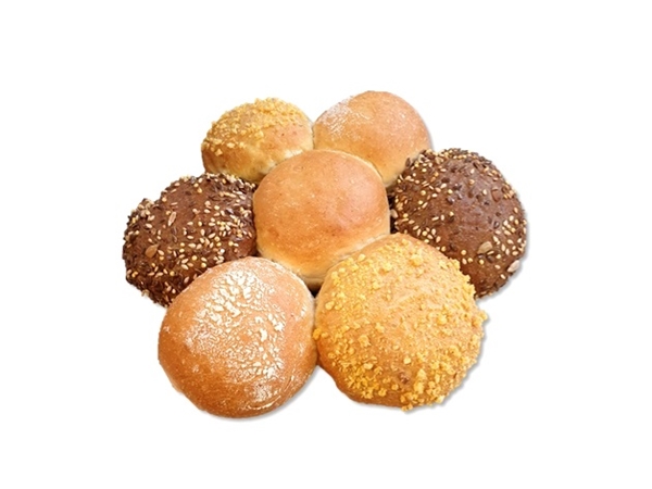 Mini bolletjes assorti (wit/meerg/mais)&nbsp;per 10 stuks